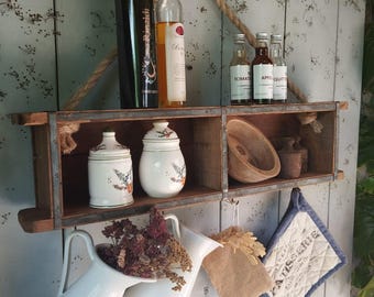 Country-style shelf made from a used brick mold, farmhouse shelf, vintage shelf, kitchen spice rack, herb rack, bathroom shelf