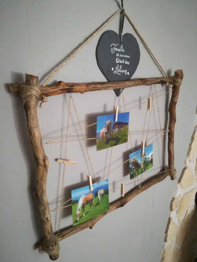 Fotowand Mit 30 Holzklammern - DIY Bilderwand Für Fotos & Erinnerungen 40x90 Cm