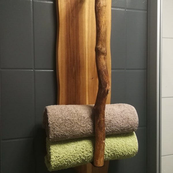 Porte-serviettes en bois naturel, rangement serviettes, armoire à serviettes, meuble de salle de bain, crochet à serviettes, porte-serviettes en bois flotté, bois d'acacia, étagère en bois