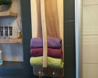 Natural wood towel rack, towel storage, towel cabinet, bathroom furniture, towel hook, driftwood towel rack, acacia wood, wooden shelf