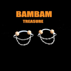 Pair of Non Piercings Jewellery With Chain, Ceramic Beads Nipple Decor, Adjustable Nipple Non Piercing, Fake Nipple Piercing Clips, Mature