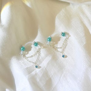 Blue Bead Fake Nipple Piercings: Non Piercing Nipple Nooses