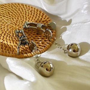 Stainless Steel Nipple Clamps with Weight Ball Chain: Handmade Adult Toy
