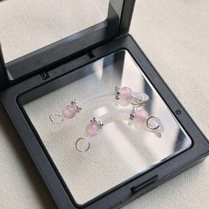 Pink Beaded Non-Piercing Nipple Rings: Adjustable Body Jewelry