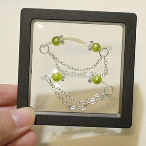 Handmade Non Piercing Beads Nipple Clamps , Green Fake Piercing Nipple Barbell Nooses Jewellery, Party Cosplay, Gift For Her, Mature