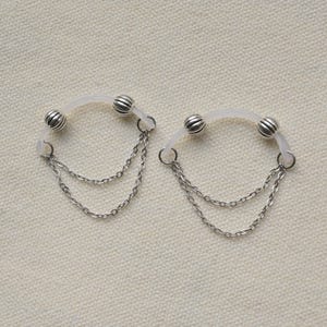 S925 Silver Beads Nipple Clamps, Handmade Non Piercing Nipple Jewellery, Adjustable Fake Piercing Nipple Barbell Nooses, Gift For Her,Mature