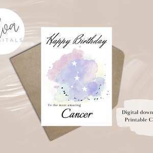 Geburtstagskarte Krebs, Printable Geburtstagskarte Cancer, Printable Cancer Geburtstagskarte, Geburtstagskarte, Cancer