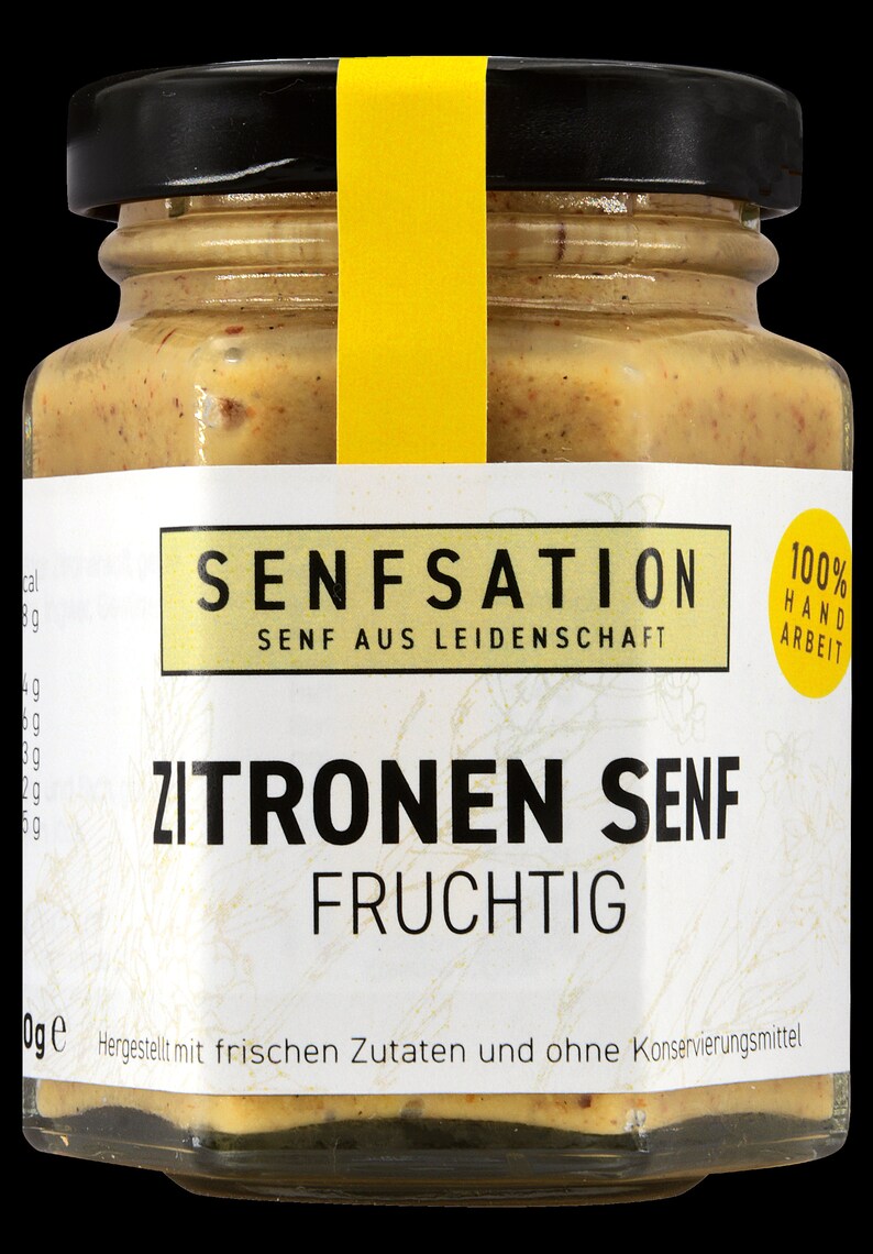 Zitronensenf, fruchtig, handgemachter Senf, frische Zutaten, Senf, Senfsation, Bild 1