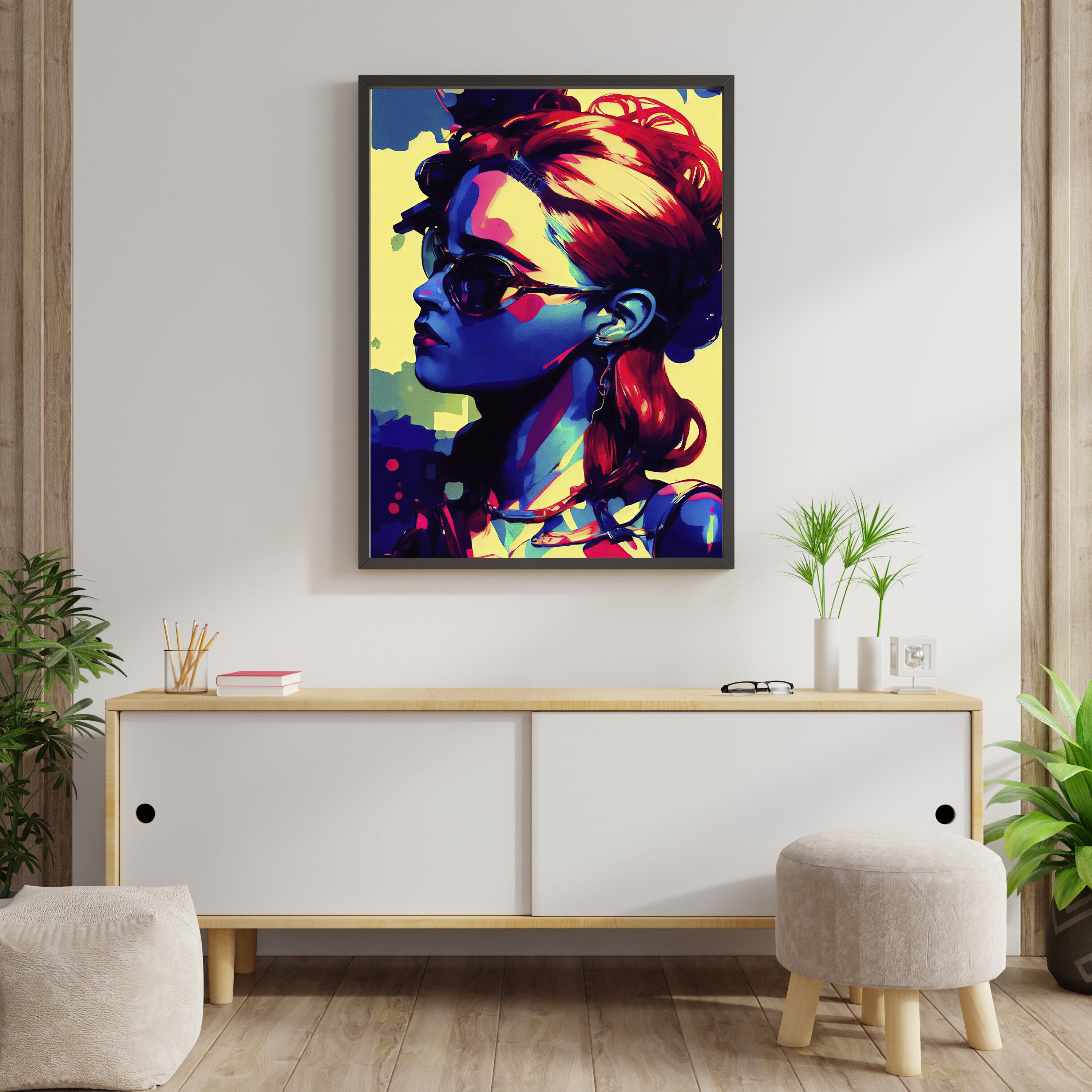 Abstract Pinup Girl Wall Art Print / Abstact digital art / Etsy México