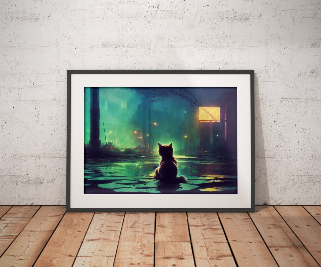 Cyberpunk Cat Wall Art Print Cyberpunk Digital Art Cat - Etsy