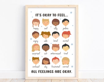 Feelings Chart | My Emotions Poster | Calming Corner | Montessori Homeschool Decor | School Therapy Office | DIGITAL DOWNLOAD