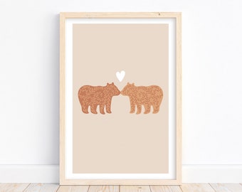 Bear Love Boho Chic Print | Gender Neutral Bedroom | Valentines Gift For Her | Kids Room Wall Art | Mama And Papa Bear | DIGITAL DOWNLOAD