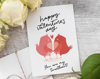 Printable Valentine’s Birds Couple Card | Digital Valentine’s Day Card | You Are My Tweetheart! | Funny Animals E-Card | DIGITAL DOWNLOAD