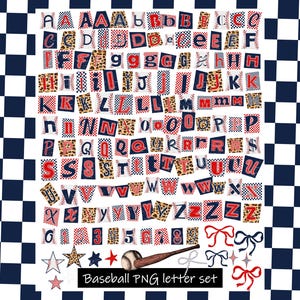 Baseball Ransom Note Letters PNG | Softball DIY Printable Magazine Cutouts | Trendy Sport Mom Retro Scrapbook Digital Alphabet