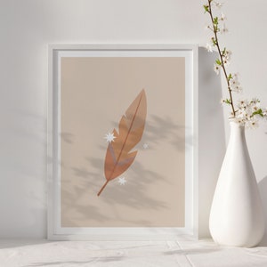 Abstract Boho Chic Feather Print Cute Feather And Stars Poster Minimalist Rainbow Bird Feather Wall Art DIGITAL DOWNLOAD image 4