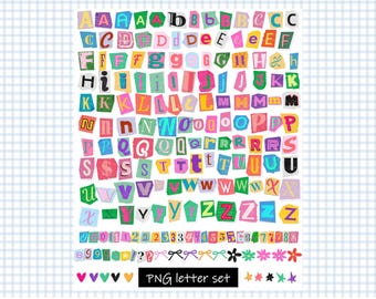 Lösegeld Hinweis Buchstaben PNG | DIY Printable Magazin Ausschnitte | Sammelalbum Digital Alphabet Bilder | Junk Journal Sofortiger digitaler Download