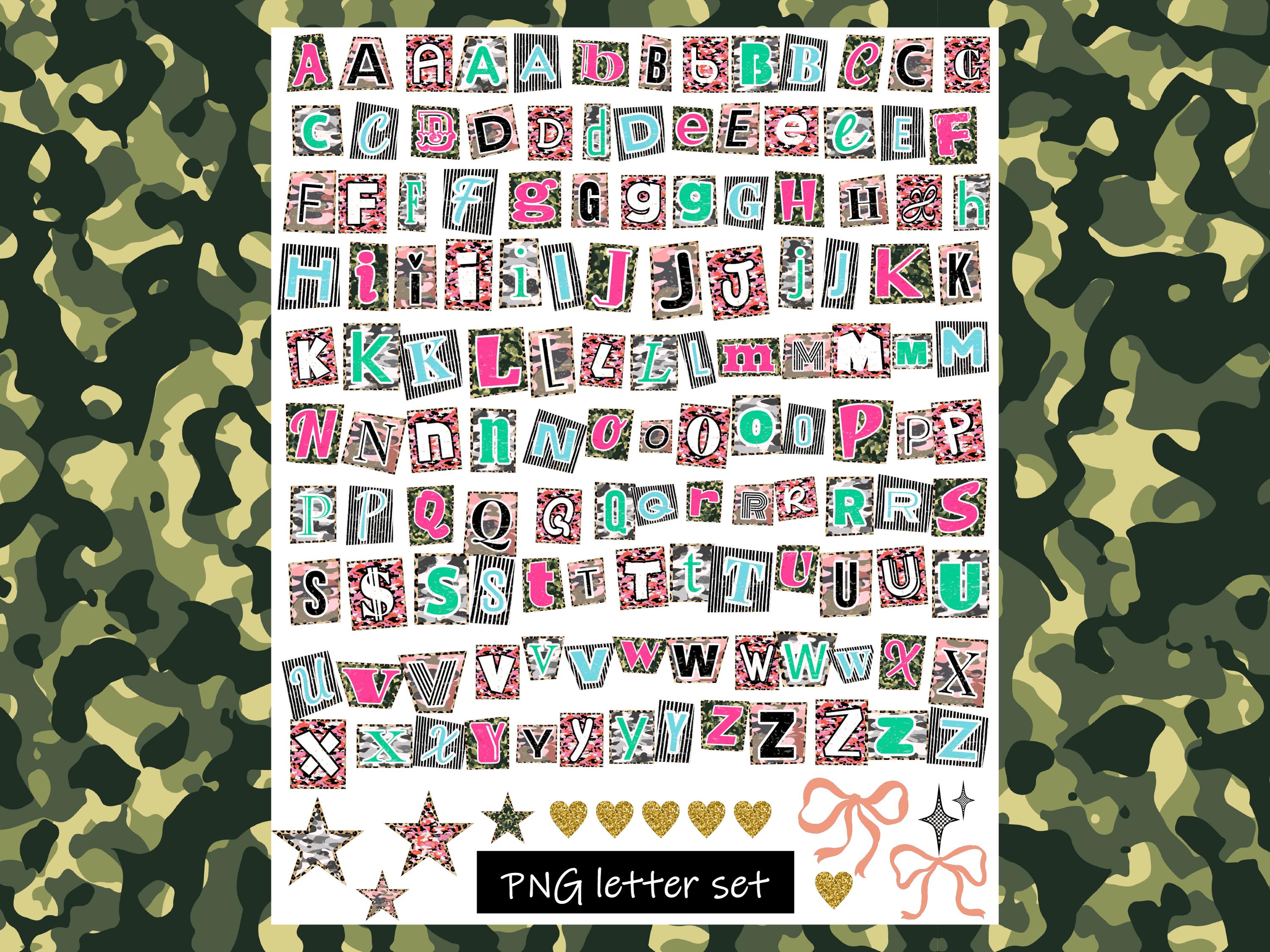 Camo Ransom Note Letters PNG | Trendy Cheetah Leopart Stripes Print ...