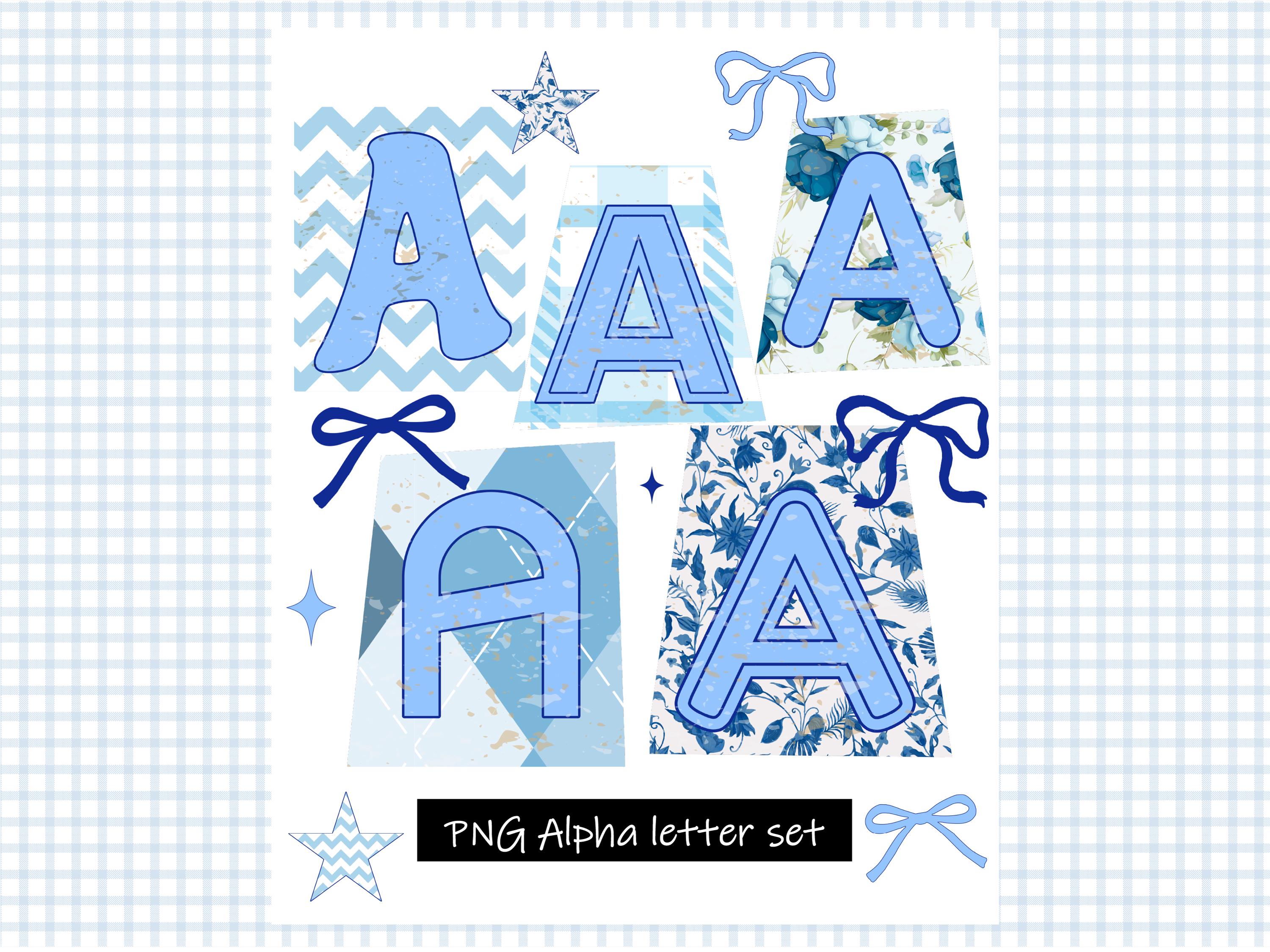 Blue Toile Ransom Note PNG Alphabet | Printable Cutout Letters (digital ...