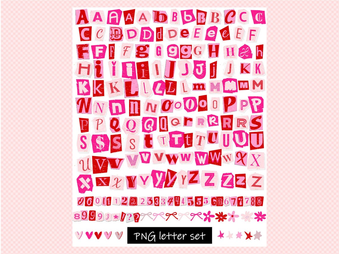 Valentine's Ransom Note Letters PNG | DIY Printable Magazine Cutouts ...