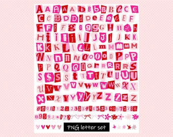 Rosa Girly Lösegeld Hinweis Buchstaben PNG | DIY Printable Magazin Ausschnitte | Sammelalbum Digital Alphabet Bilder | Junk Journal Sofort Download