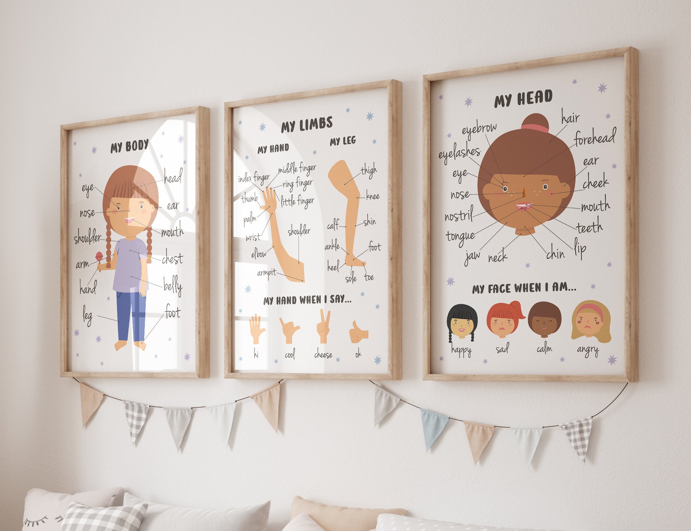 Body Parts Posters Flashcards Bundle Preschool Flash Cards - Etsy