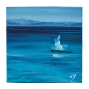 original painting, 30x30cm, oil on canvas, seascape, ocean, Africa, blue, sailing boat