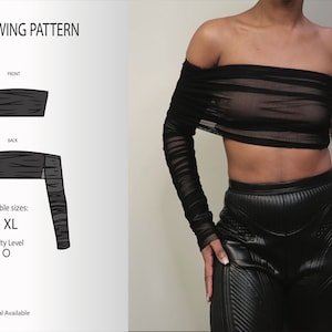 One Sleeve Gathered Crop Top PDF Sewing Pattern