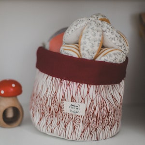 Panier de rangement en coton cousu et imprimee a la main