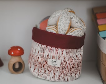 Panier de rangement en coton cousu et imprimee a la main