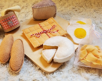 Dînette Fromagerie Crèmerie - Felt play food - Felt cheese, eggs & pasta