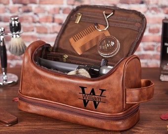 Personalized Toiletry Bag Groomsman Gift for Him Engraved Dopp Bag Leather Dopp Kit  Boyfriend Gift for Men Gift for Dad Gift for Him