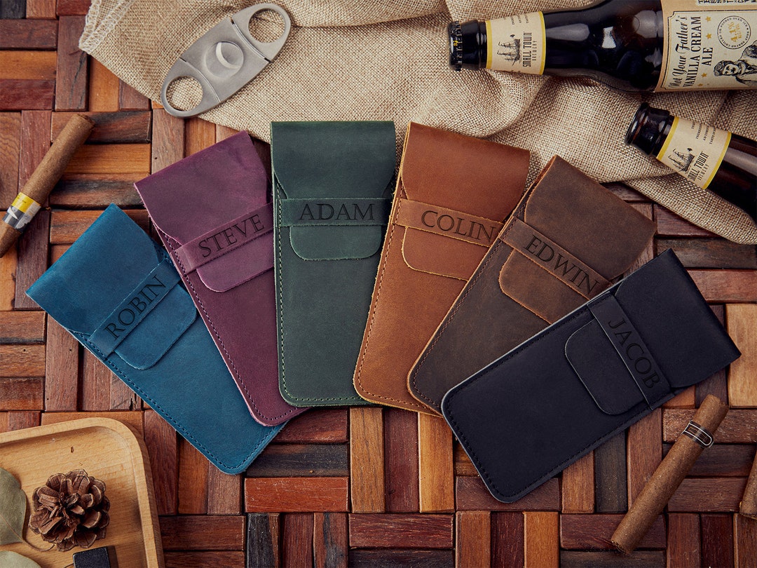Personalized Cigar Case Leather Cigar Case Engraved Cigar Box Groomsmen ...
