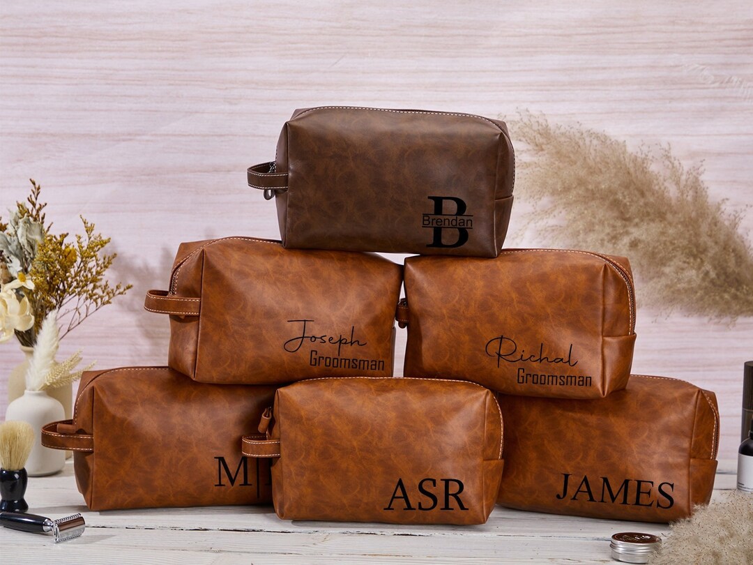 Personalized Toiletry Bag Custom Dopp Kit Engraved Dopp Bag Leather