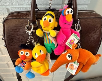 15 Assorted Vintage Sesame Street  Plush Beans Bag Charm Keychain