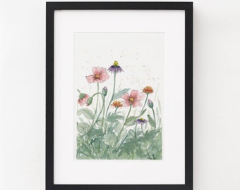 Mixed Wild-flowers Watercolour Print