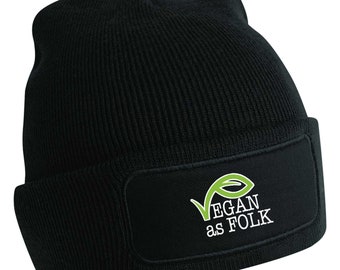 Vegan As Folk Logo Vegan Beanie Hat - Vegan Clothing & Gifts