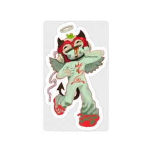Sticker karakter duivel engel, gestanste sticker | Leuke spookachtige demon vinylsticker