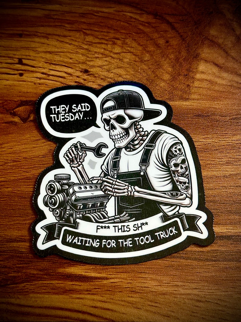 Mechanic Stickers Toolbox Stickers Tool Truck Sticker, Skeleton ...