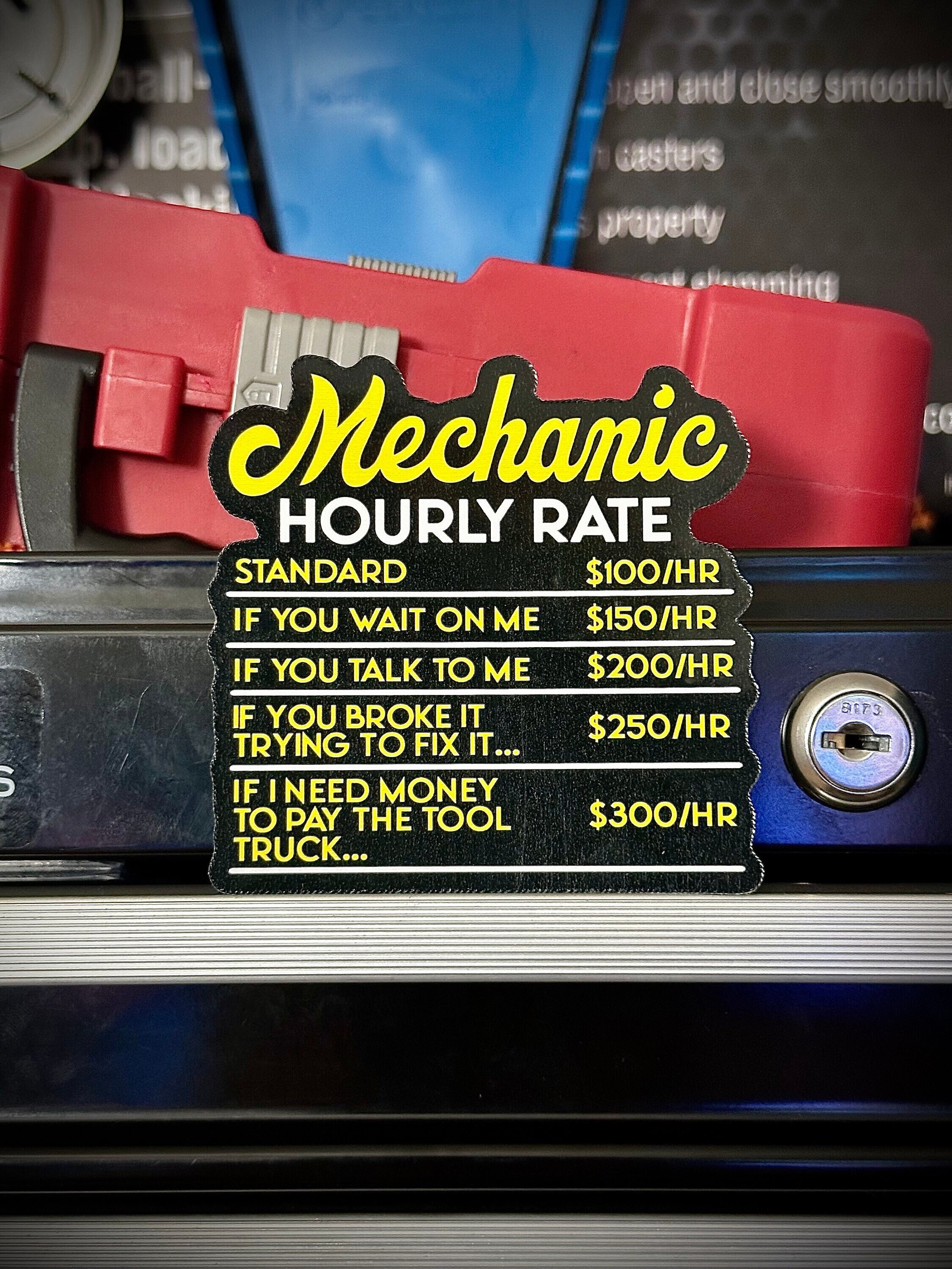 Mechanic Stickers Toolbox Stickers Mechanic Hourly Rate - Etsy