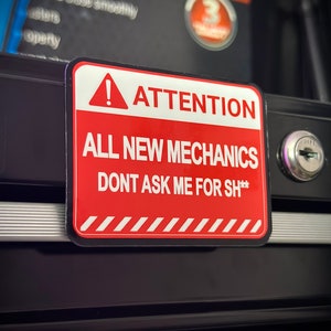 Mechanic Stickers | Toolbox Stickers | Attention New Mechanics!