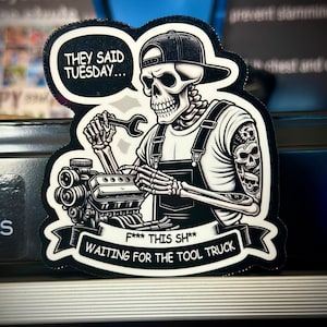 Mechanic Stickers | Toolbox Stickers | Tool Truck Sticker, Skeleton Mechanic