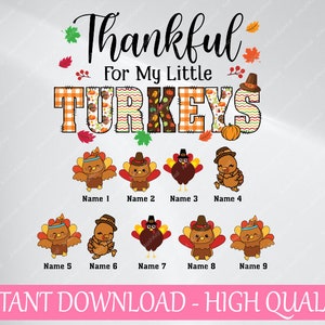 Ringraziamento personalizzato per i miei piccoli tacchini Png, tacchino personalizzato per il Ringraziamento Png, Ringraziamento Png, Download digitale