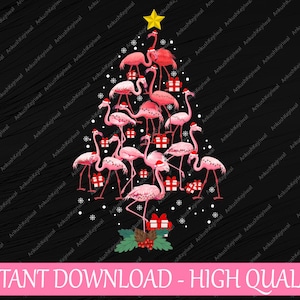 Flamingo Christmas Tree Ornament Decor Funny Xmas PNG, Tropical Christmas Flamingo,Christmas Flamingo Png, Digital Download