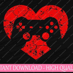 Lustige Gamer Herz Valentinstag SVG, Videospiele Liebhaber SVG, Valentines Png, digitaler Download