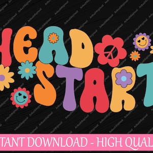 Groovy Head Start Back To School Svg, Cute Flowers Retro Head Start Svg, Back To School Png, Digital Download