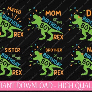 Custom Name Age Dinosaur Birthday Boy svg, T-Rex Birthday Boy Svg, Custom Dinosaur Family Birthday Party Svg, Digital Download