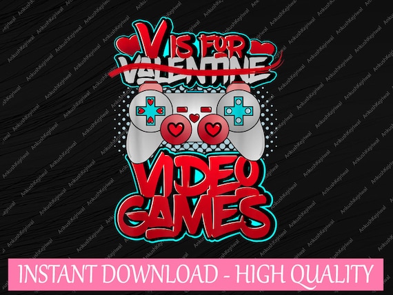 V is for Video Games Valentines Day PNG Boys Valentines Day - Etsy