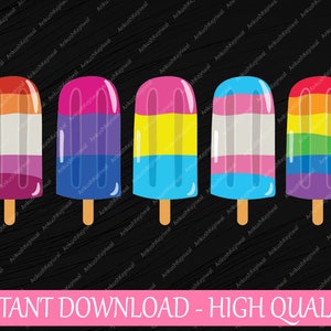 Paletas divertidas, Helados, Bandera del arco iris Svg, Vacaciones de verano LGBT Svg, Lgbt Png, Descarga digital