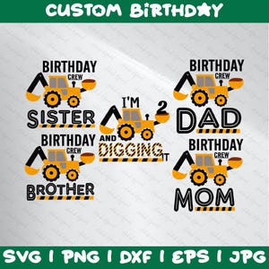Construction Birthday SVG, Excavator Birthday SVG, Construction Party SVG, Digital Download