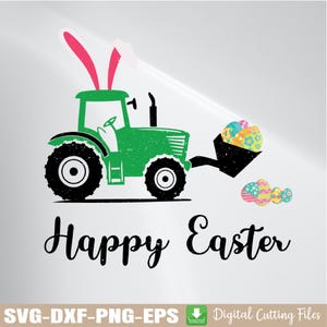 Eier-Track Frohe Ostern SVG, Kleinkind Jungen Mädchen SVG, Eier jagen Traktor SVG, digitaler Download